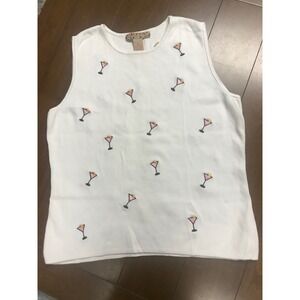 Lily Stanhope Petite White‎ Cocktail Drink Embroidered Sleeveless Topn